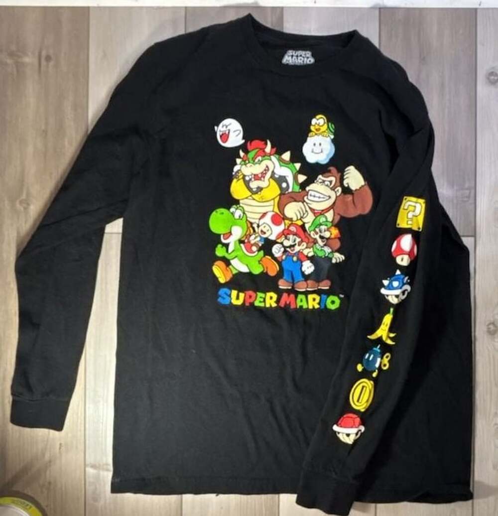 Super Mario Bros Long Sleeve Shirt Black Character Graphic Tee